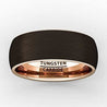ARIUS Domed 18k Rose Gold Inlaid Brown Brushed Tungsten Wedding Ring - 8mm
