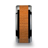 Black Cherry Wood Inlaid Ceramic Wedding Band Beveled Edges 6mm - 10mm