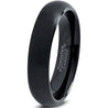 Black Domed Tungsten Wedding Ring for Women Comfort Fit and Brushed Finish - 4mm