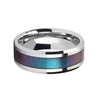 Blue Purple Tungsten Wedding Ring Color Changing Inlay Polished Finish 4mm-10mm
