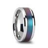 Blue Purple Tungsten Wedding Ring Color Changing Inlay Polished Finish 4mm-10mm