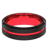 Colton Men’s Black And Red Grooved Tungsten Wedding Band 6mm & 8mm