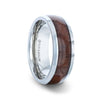 CORTEZ Black Walnut Wood Inlaid Titanium Men’s Ring With Beveled Edges - 8mm