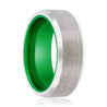Denison Men’s Beveled Brushed Tungsten Carbide Ring with Green Interior - 8mm