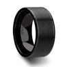 Echan Couple’s Black Ceramic Wedding Band Set And Brush Center - 4mm - 12mm