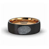 Finger Print Engraved Tungsten With Rose Gold Inlay Brushed Wedding Ring - 8 mm