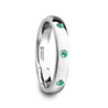 GALA Women’s Domed Tungsten Ring With 3 Green Emeralds Setting - 4mm