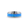 GARY Men’s Titanium Wedding Band With Blue Green Opal Inlay - 8 mm