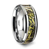 Green Marsh Camo Tungsten Wedding Ring Beveled Polished Finish - 8mm
