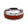 Levi Men’s Round Tungsten Carbide Wedding Band With Padauk Wood Inlay - 8 mm