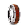 Levi Men’s Round Tungsten Carbide Wedding Band With Padauk Wood Inlay - 8 mm