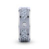 Light Gray Carbon Fiber Titanium Ring White Diamond In The Squared Center Setting