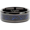 Malden Men’s Black Tungsten Band Celtic Dragon Blue Carbon Fiber Inlay - 8mm