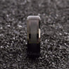 Men’s Beveled Black Tungsten Wedding Band Brushed Center - 8mm