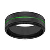 Men’s Black Tungsten Carbide Wedding Ring with Acid Green Grooved Center 8mm
