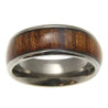 Mens Titanium Band Ring Genuine Inlay Hawaiian Koa Wood Comfort Fit Dome Style - 8mm