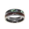 Mens Tungsten Wedding Band Abalone Hawaiian Koa Wood Comfort Fit Ring - 8mm
