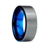Nolan Men’s Pipe Cut Tungsten Carbide Wedding Band With Blue Inside - 8 mm