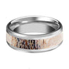 Ombre Deer Antler Tungsten Ring For Men With Beveled Polished Finish - 8mm