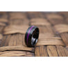 PALLAS Men’s Black Tungsten Wedding Band with Thin Purple Grooved Center 8mm