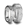 PAULA Womens White Tungsten Ring With Raised Hammered Finish Center - 4mm