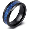 Rumford Mens Tungsten Wedding Band Blue Sandstone Meteorite Ring - 8mm