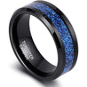 Rumford Mens Tungsten Wedding Band Blue Sandstone Meteorite Ring - 8mm
