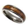 Titanium Band Ring Genuine Inlay Hawaiian Koa Wood Comfort Fit Dome Style - 6mm