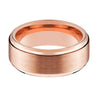 Tungsten Wedding Ring With Rose Gold Inlaid Brushed Center & Stepped Edges - 6mm