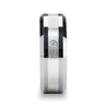 VITUS Silver Inlaid Center Beveled Tungsten Carbide Ring With Diamond - 8mm