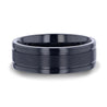 VULCAN Black Titanium Men’s Wedding Band Polished Dual Offset Grooves 8mm