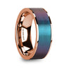 14k Rose Gold Men’s Wedding Ring Blue & Purple Color Changing Inlay - 8mm