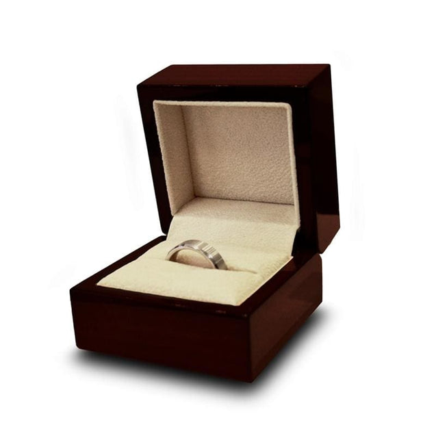 14K Yellow Gold Wedding Ring with Green Dinosaur Bone Inlay Beveled Edges - 8 mm
