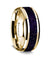 14K Yellow Gold Wedding Ring with Purple Goldstone Inlay Beveled Edges - 8 mm