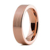 18K Rose Gold Tungsten Wedding Band Pipe Cut Flat Brushed and Polished - 6mm