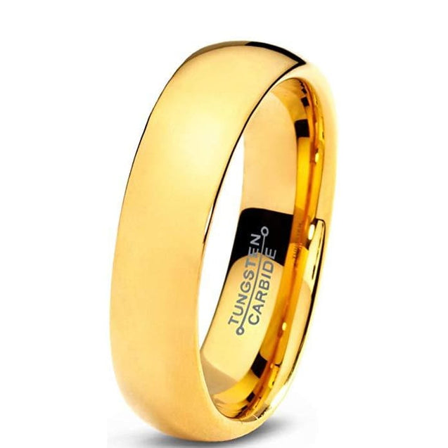 18K Yellow Gold IP Tungsten Wedding Band For Women Domed Polished Comfort Fit - 5mm