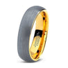 18K Yellow Gold Plated Domed Brushed Tungsten Carbide Wedding Ring - 5mm
