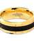18K Yellow Gold Plated Tungsten Ring Beveled Edges With Black Carbon Fiber - 8mm