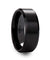 ABIA Beveled Brushed Black Ceramic Wedding Band For Men & Women 6mm 8mm