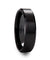 ABIA Beveled Brushed Black Ceramic Wedding Band For Men & Women 6mm 8mm