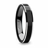 ADA Highly Polished Black Women’s Tungsten Ring with White Bevels 4mm