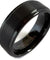 Adal Black Tungsten Carbide Ring With Polished Stepped Edges & Brushed Center - 8mm