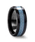 ADINO Men’s Beveled Blue Carbon Fiber Inlaid Black Ceramic Wedding Band - 8mm