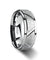 Admetus Tungsten Ring With Triangle Angle Grooves And Raised Brushed Center - 8mm