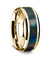 Aegeus 14K Yellow Gold Wedding Ring with Spectrolite Inlay Beveled Edges - 8mm