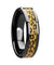 Aidan Ceramic Black Wedding Band Cheetah Print Animal Design Inlay 6mm & 8mm