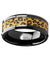 Aidan Ceramic Black Wedding Band Cheetah Print Animal Design Inlay 6mm & 8mm