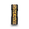 Aidan Ceramic Black Wedding Band Cheetah Print Animal Design Inlay 6mm & 8mm