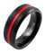AJAX Black Tungsten Carbide Wedding Ring With Grooved Red Stripe 6mm & 8mm