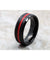AJAX Black Tungsten Carbide Wedding Ring With Grooved Red Stripe 6mm & 8mm